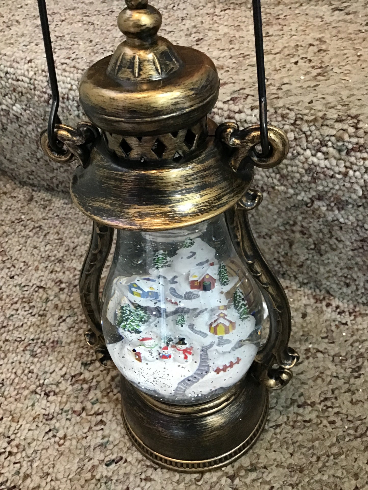 Snowman winter village shimmer  14 inches tall and 6 inches wide