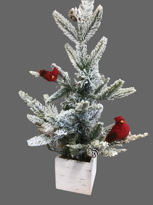 Flocked tree with cardinals