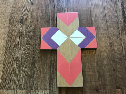 Boho wood cross wall hanger memorial