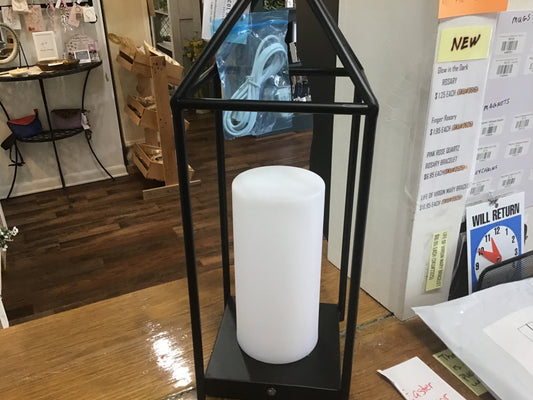 Black metal open air tri function led lantern