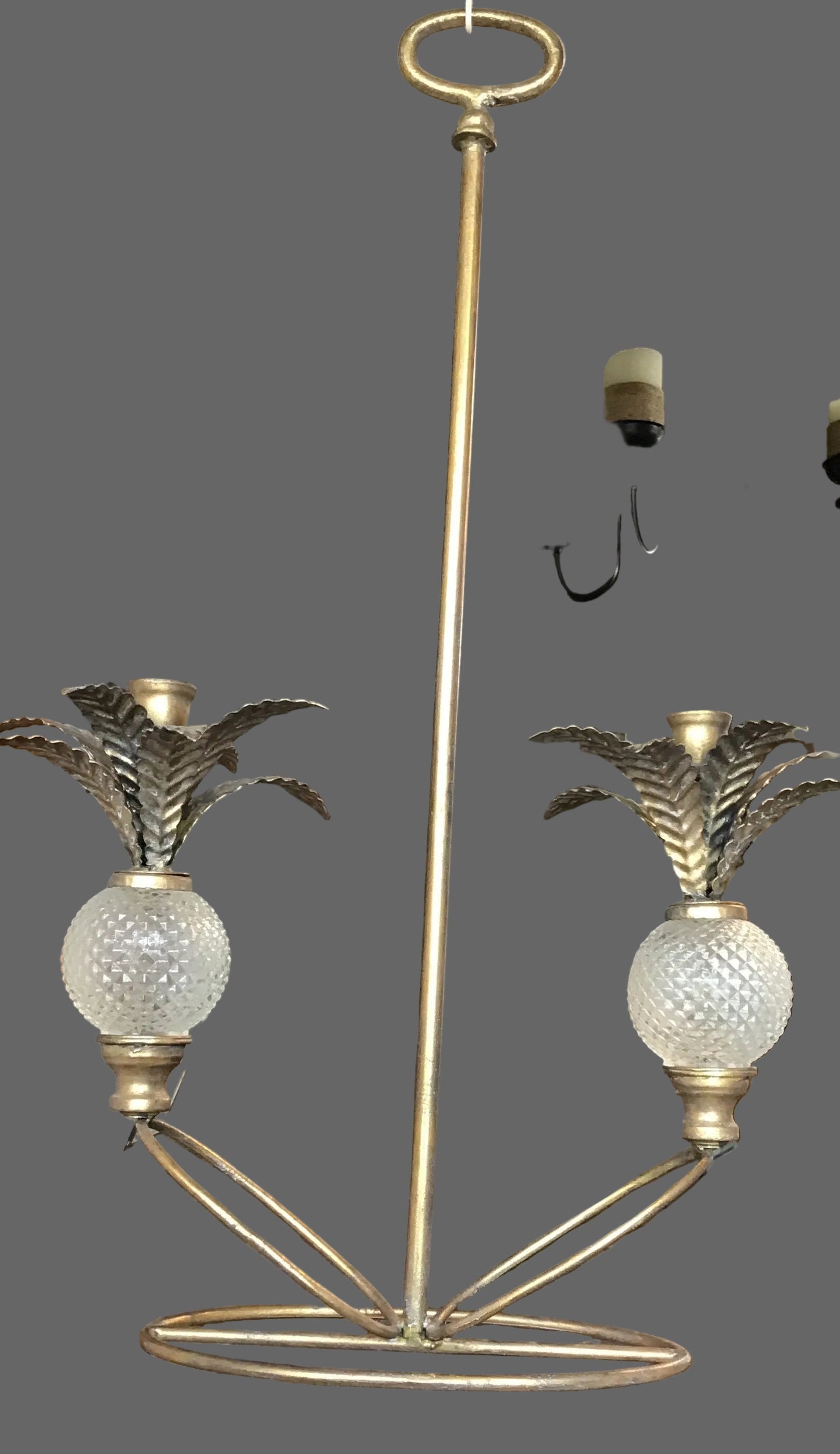 Brass and glass table top candle holder
