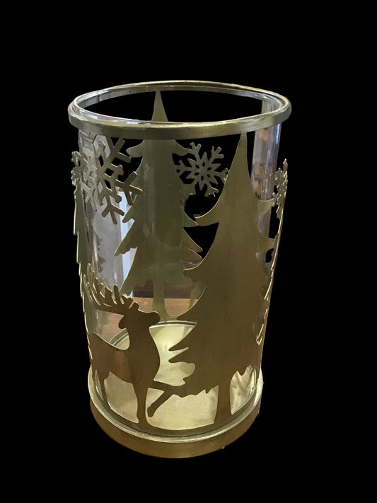 Gold reindeer candle holder