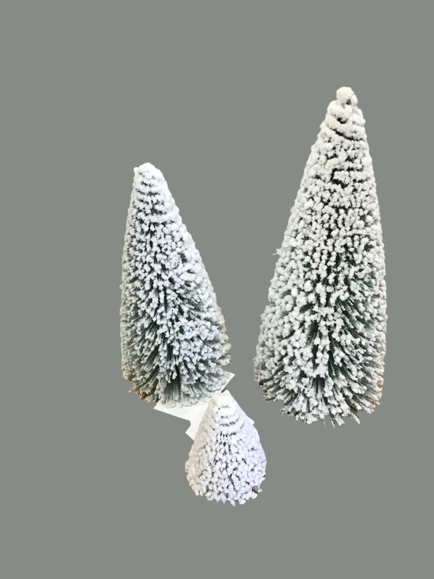 Bottle brush tree flocked  set of 3