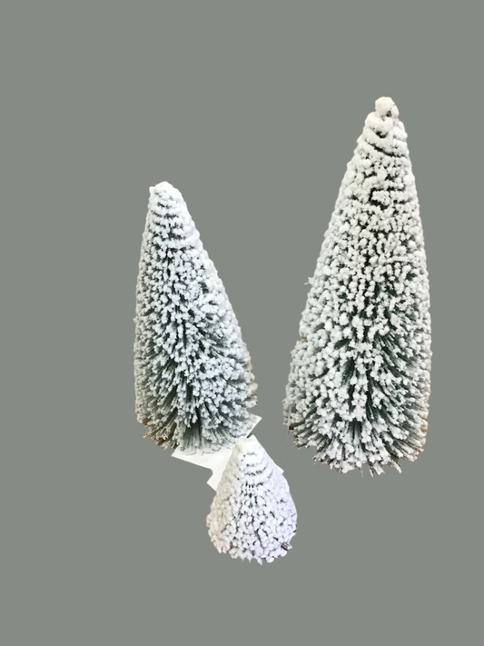 Bottle brush tree flocked  set of 3