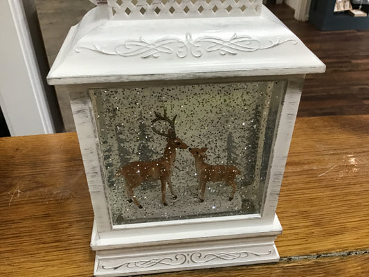 Shimmer deer snow scene lantern