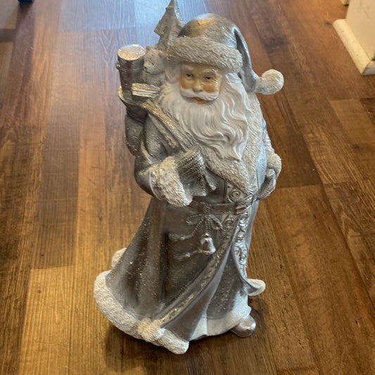 Silver and White Resin Santa