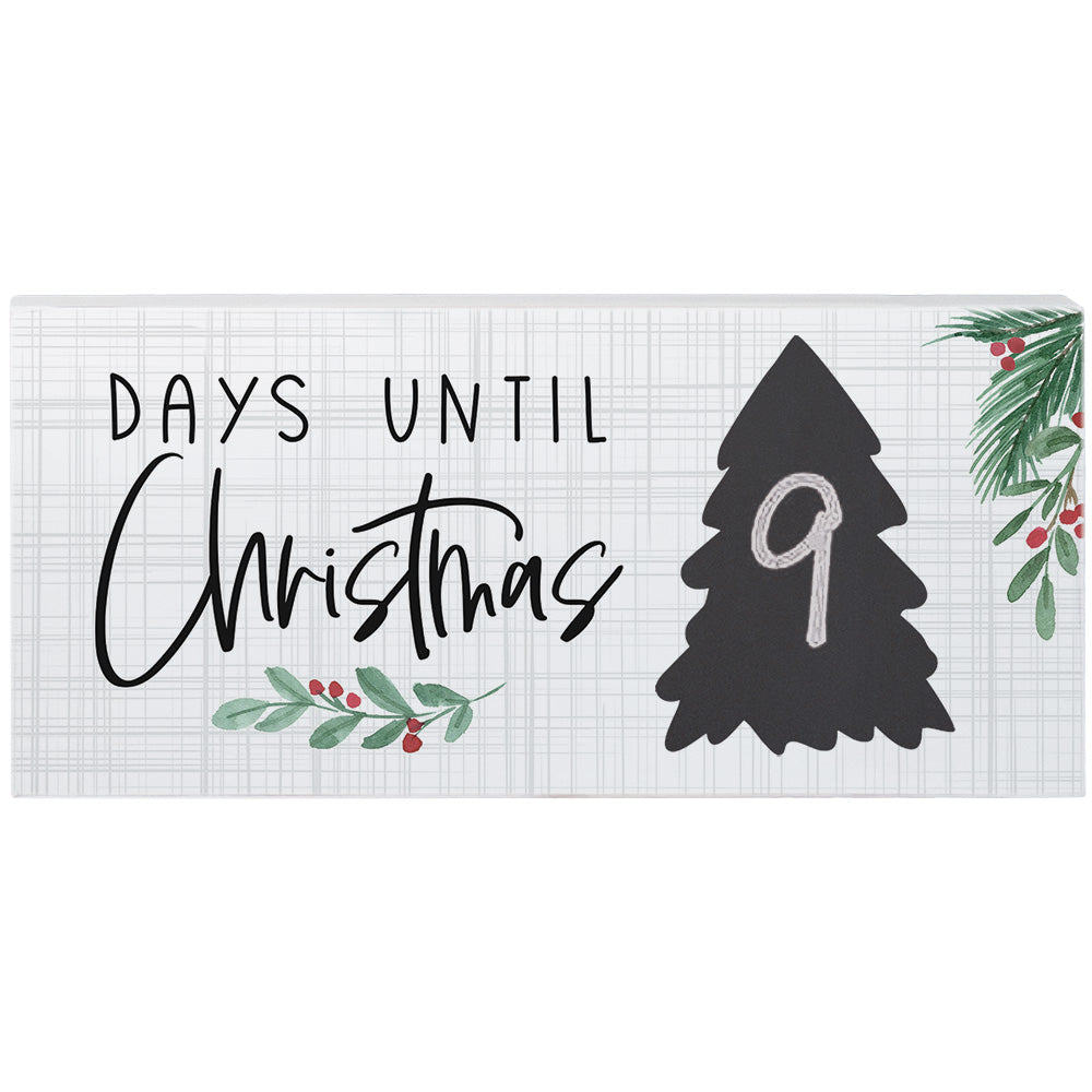 Days Until Christmas Chalk Wood Sign