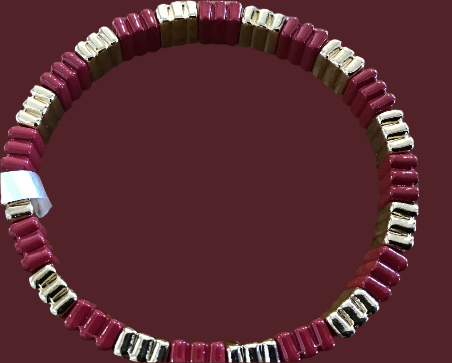 Enamel Merlot and gold ribbed bracelet