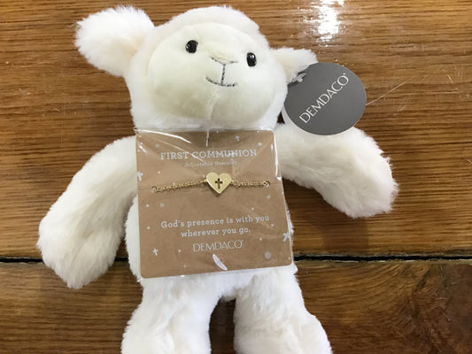 First communion lamb with bracelet