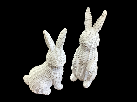 White Wicker Sitting Bunny
