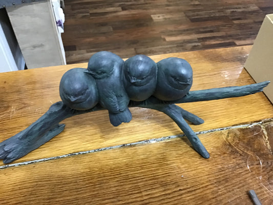 Four birds on a branch poly shelf sitter 17 inches long and 7 inches tall