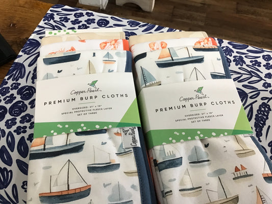 Burp clothes copper pearl sailboat and lobster