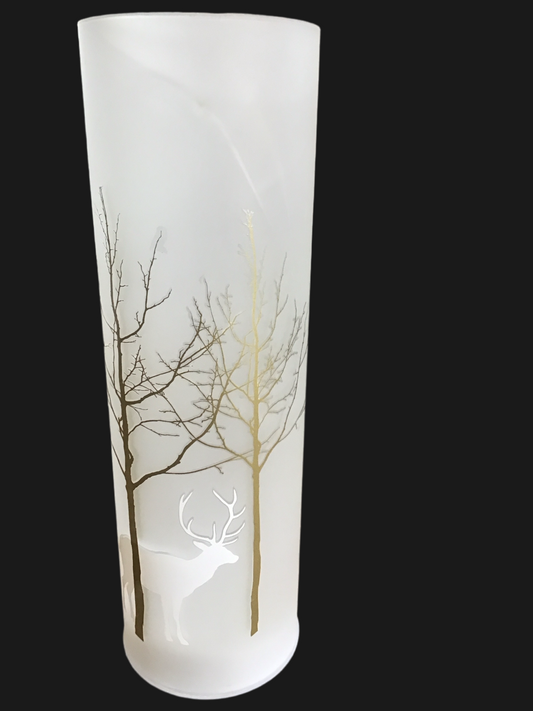 Large led birch pillar candle