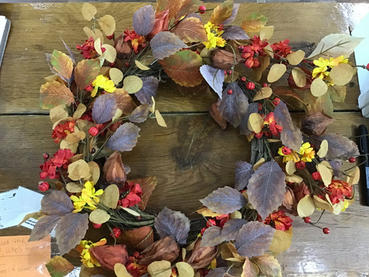 Mixed fall leaf wreath