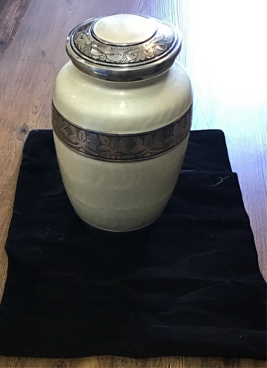 White pearl Urn for human or pet ashes