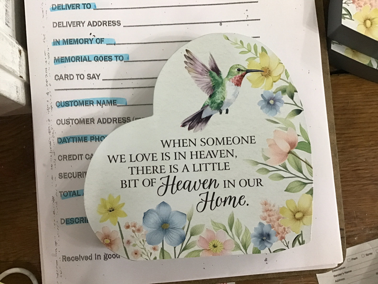 Memorial Shelf Sitter “Heaven Home” Hummingbird