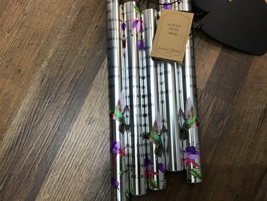 Large painted windchime memorial hummingbird