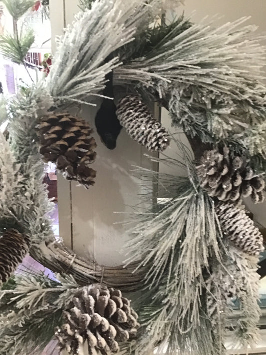 Flocked pine wreath