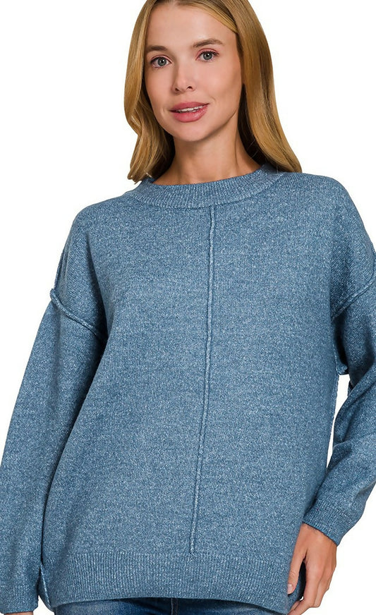 Zenana Dusty Blue Sweater