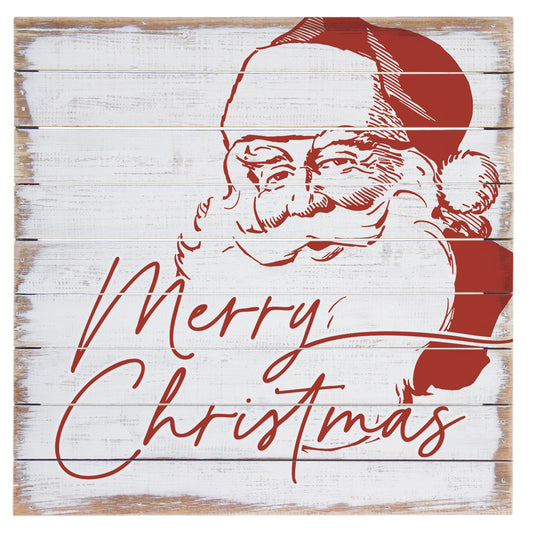 Merry Christmas Santa Wood Slat Sign