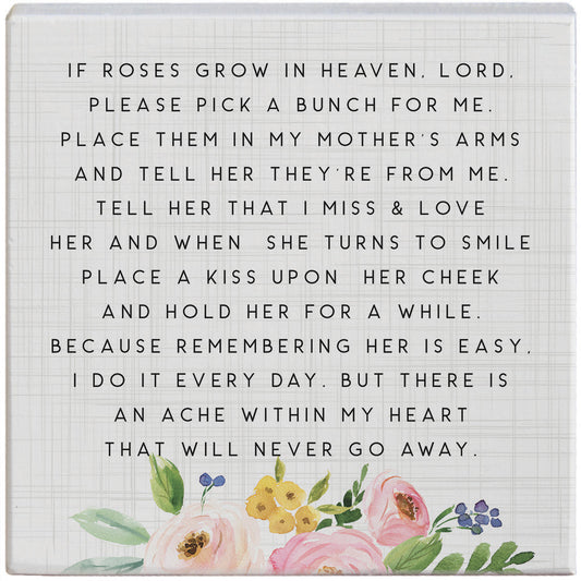 Roses In Heaven Block Sign