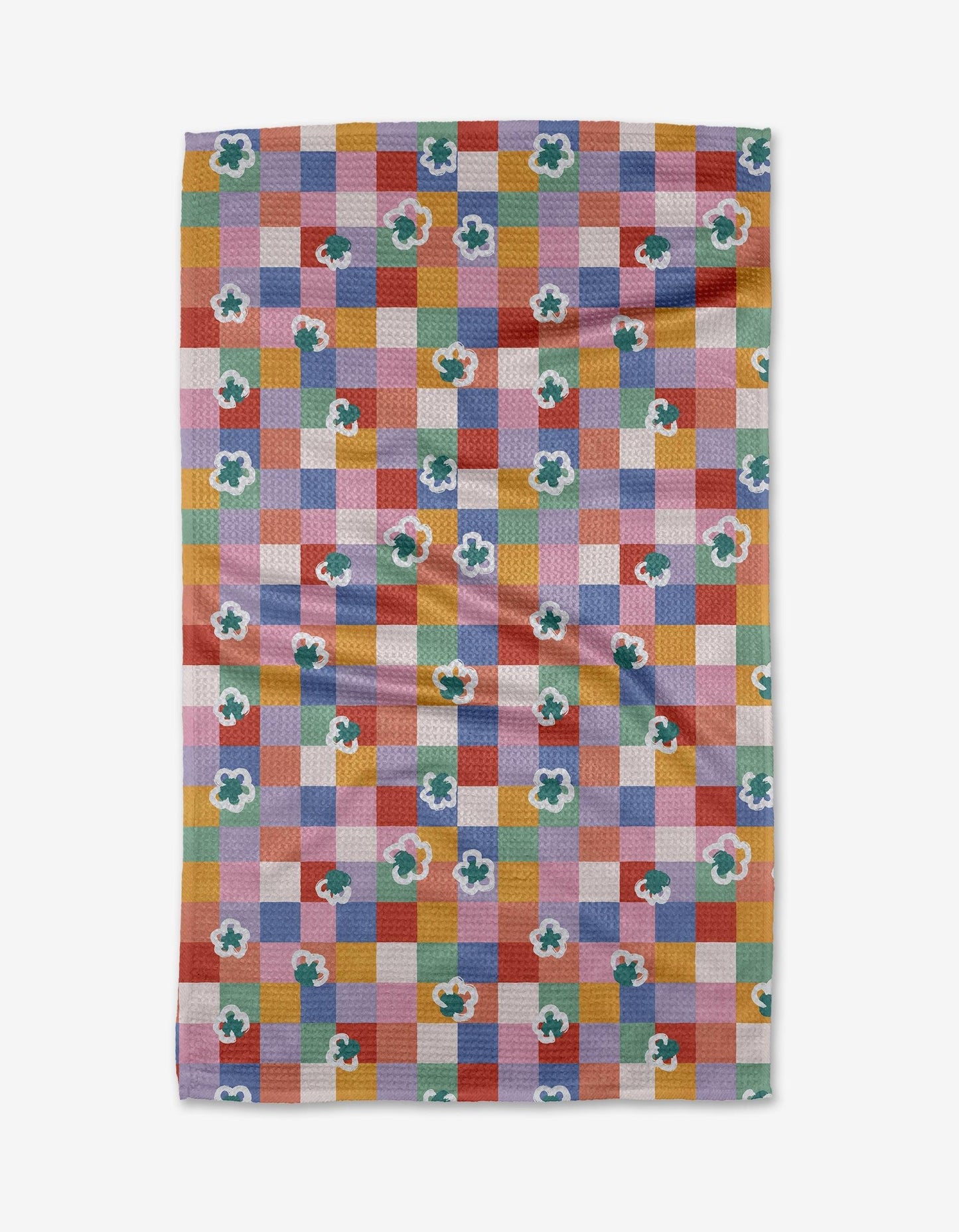 Floral Checks Tea Towel