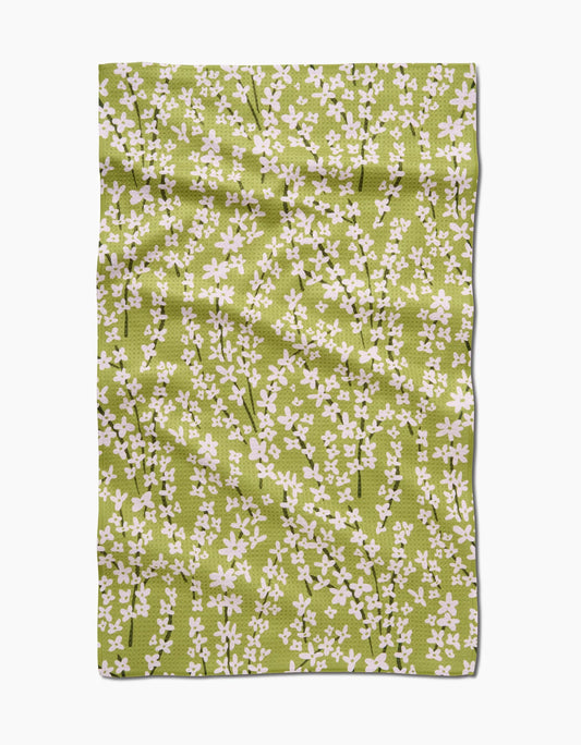 Spring Green Forsythia Kitchen Tea Towel