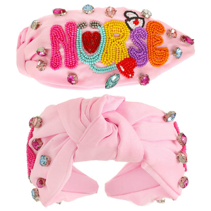 Nurse Jeweled Top Knotted Headband