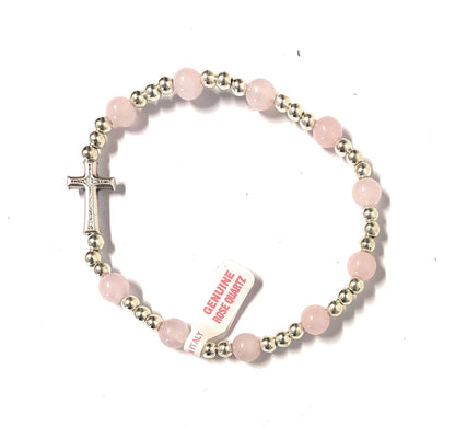 Real Rose Quartz Bracelet mm. 6