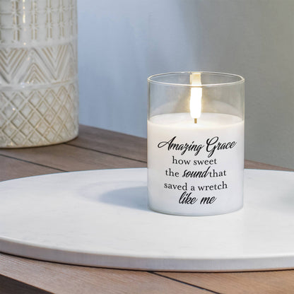 Amazing Grace How Sweet 4in LED Candle