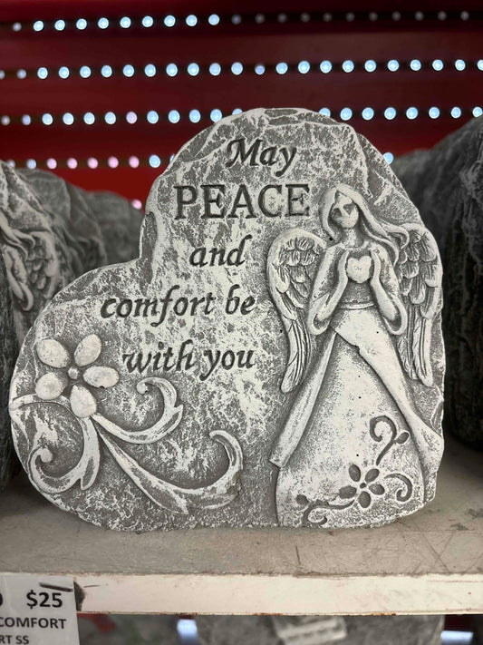 Peace and Comfort Heart Cement Plaque