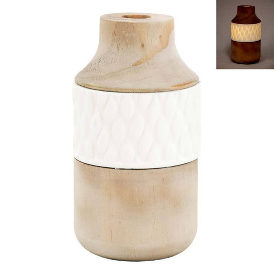 Natural & White Small 3 Layer Lighted Vase