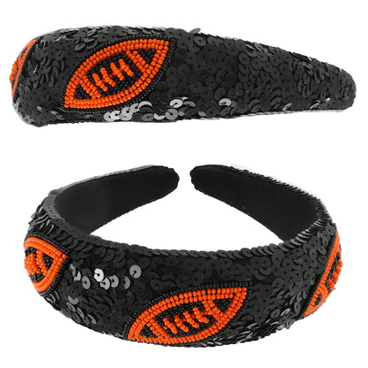 Two-Tone Football Sequins Beaded Headband