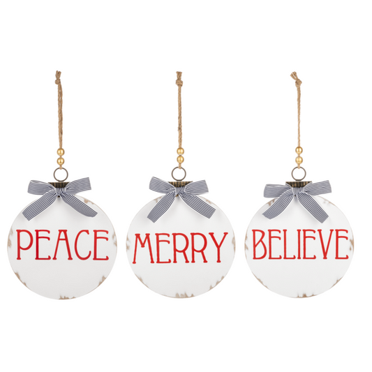 Merry, Peace, Believe Ornament Wall Decor
