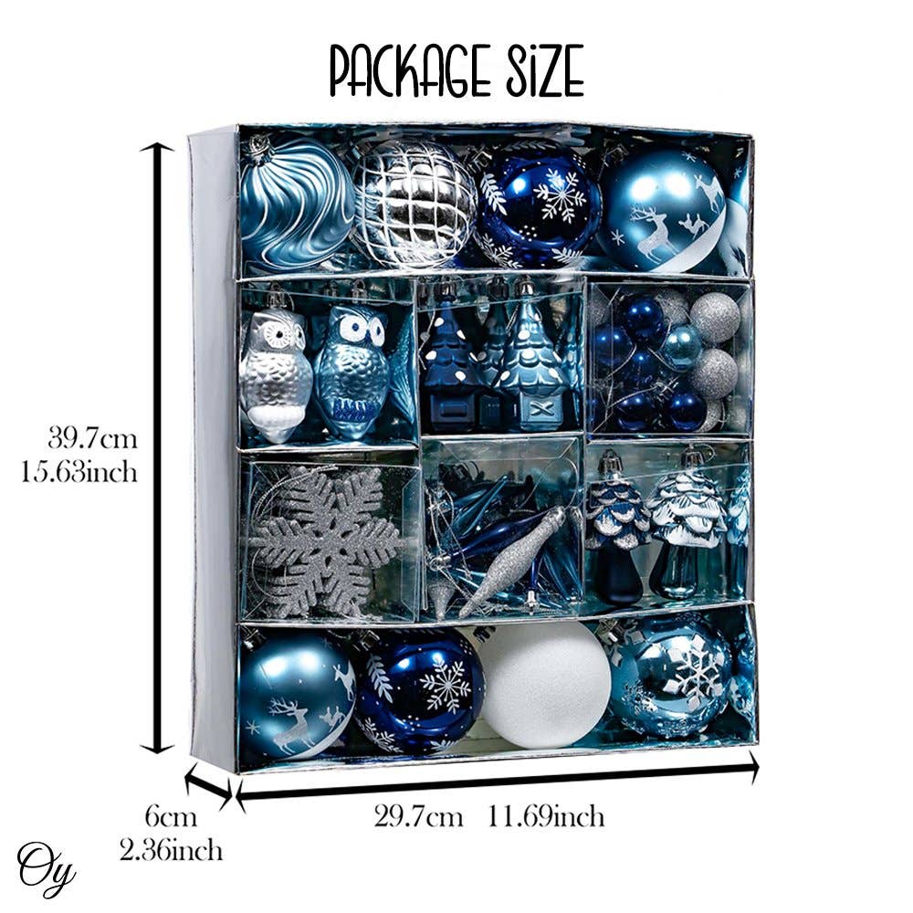 Blue and Silver 80-Piece Ornament Bundle