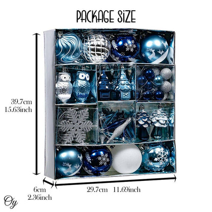 Blue and Silver 80-Piece Ornament Bundle
