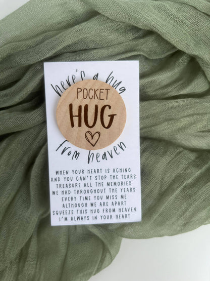 Pocket Hug from Heaven - Wood Engraved Token