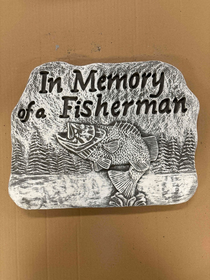 In Memory of Fisherman Cement Plaque