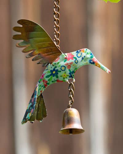 Multicolor Floral Hummingbird Ornament