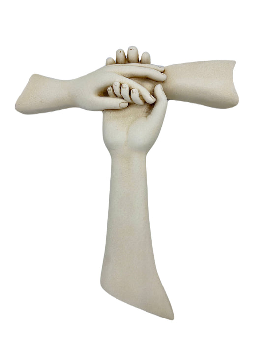 Friendship cross in white resin marble. cm. 20x16