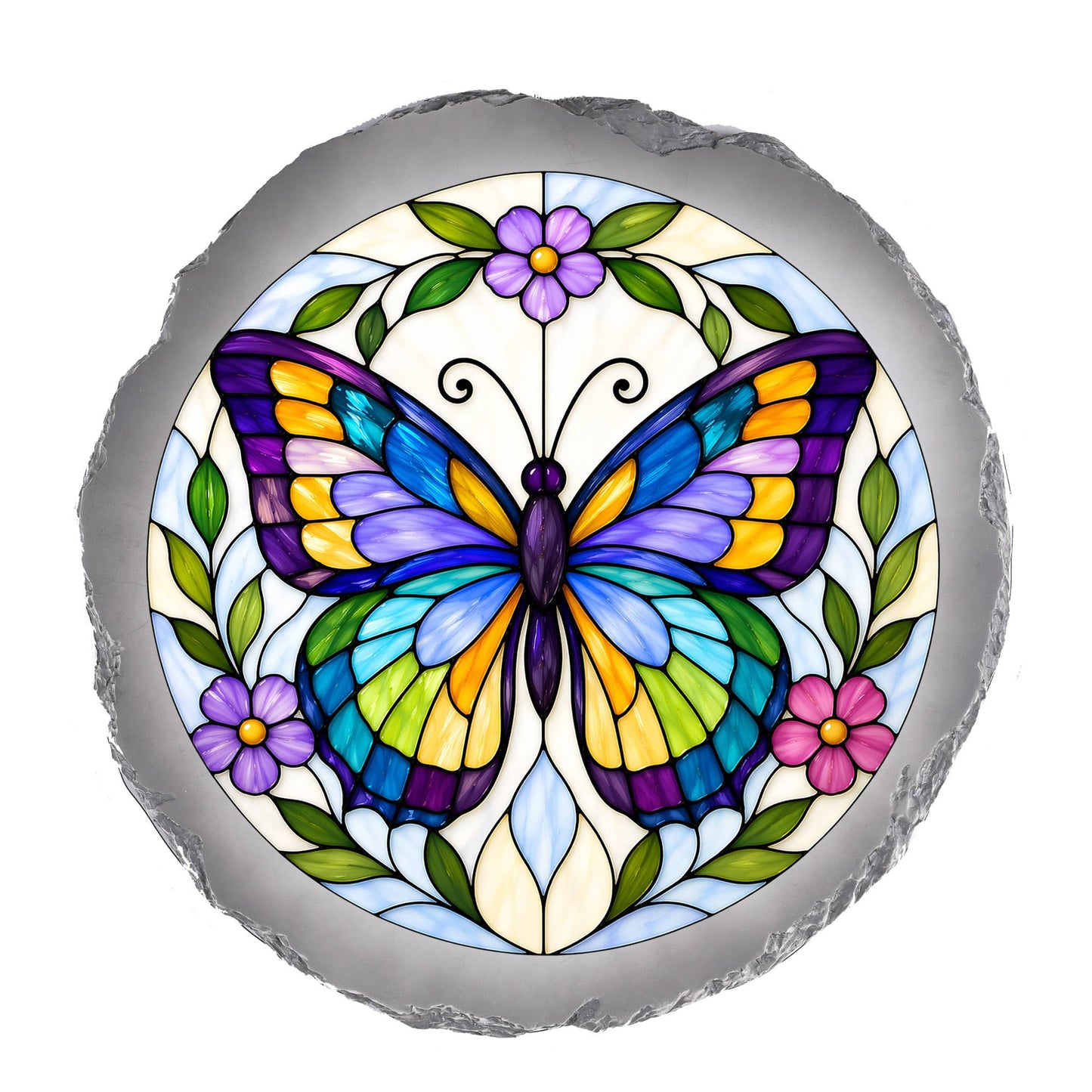 Memorial Stain Glass Artwork  BUTTERFLY STONE GRAY