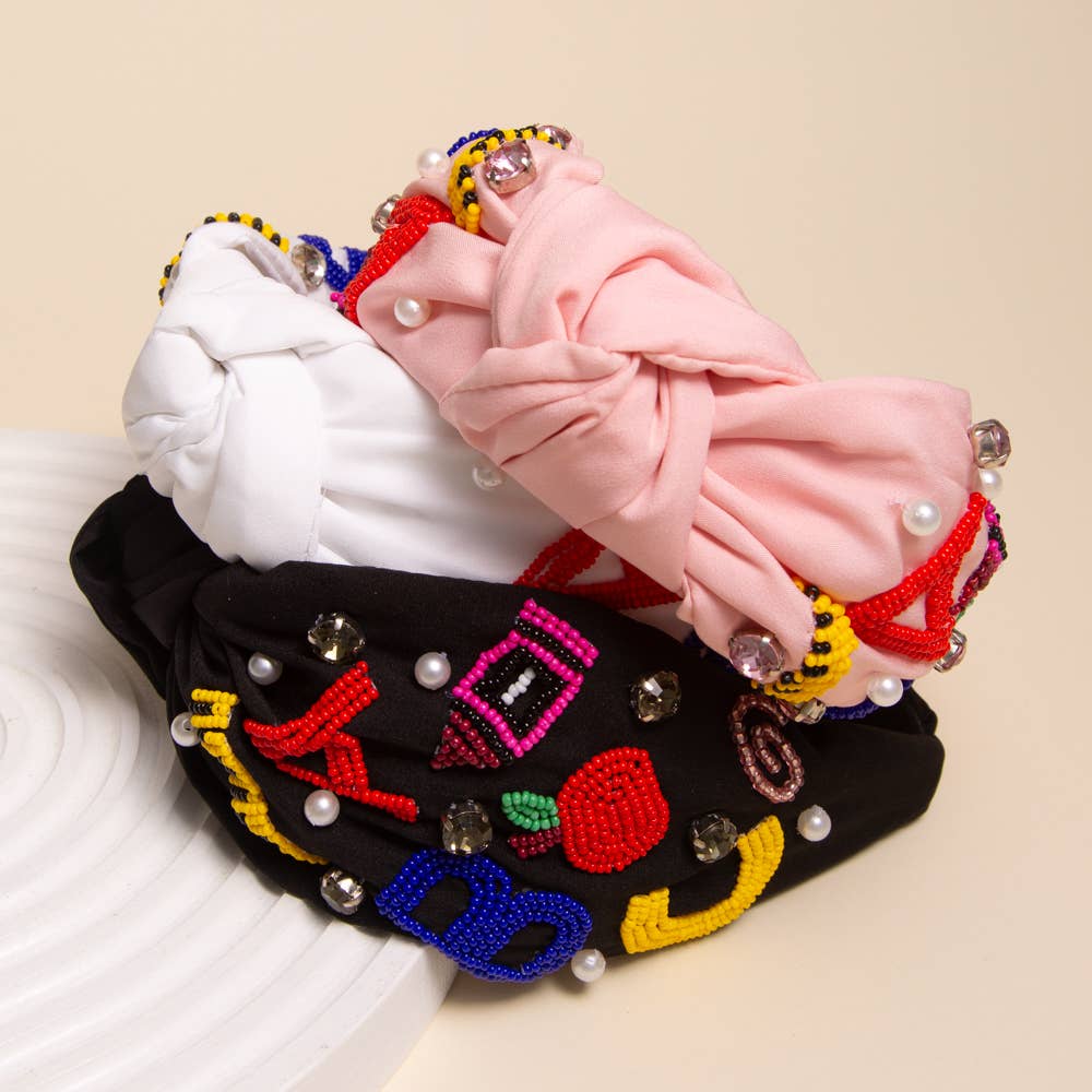 Teacher Appreciation Jeweled Beaded Knotted Headband
