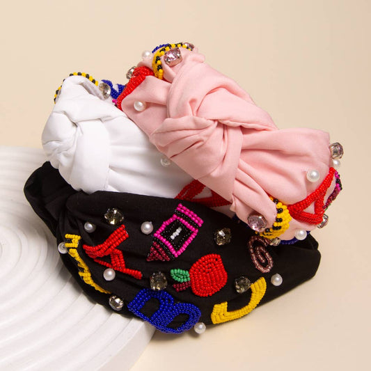 Teacher Appreciation Jeweled Beaded Knotted Headband