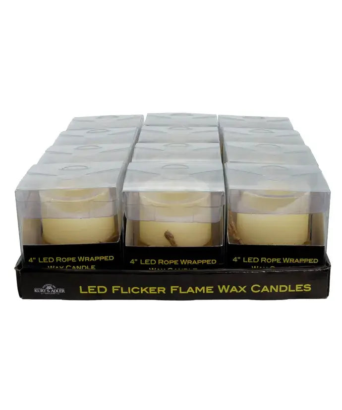 4"B/O LED ROPE CANDLE+FLICKER FLAME