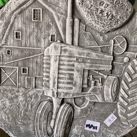 In Memory of a Farmer Round Cement Plaque