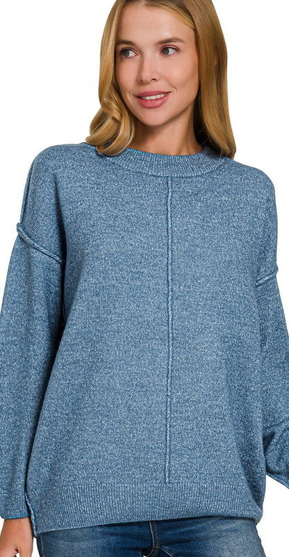 Zenana Dusty Blue Sweater