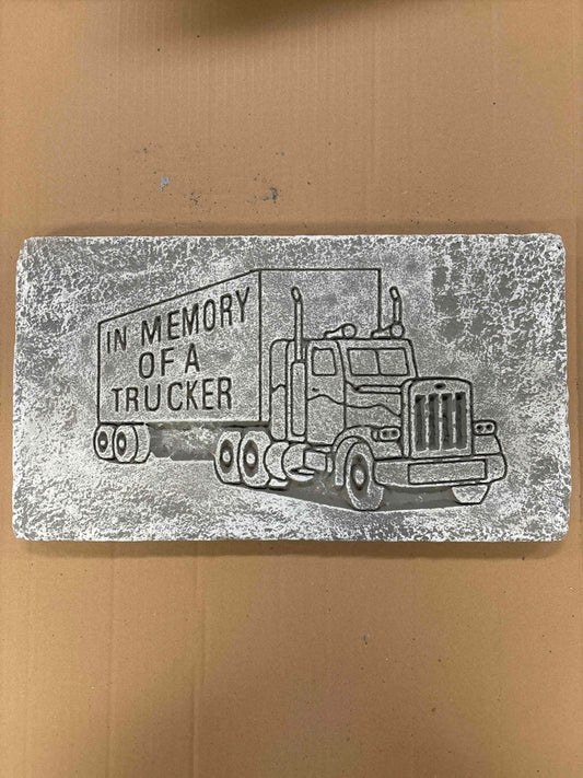 In Memory of a Trucker Cement Plaque