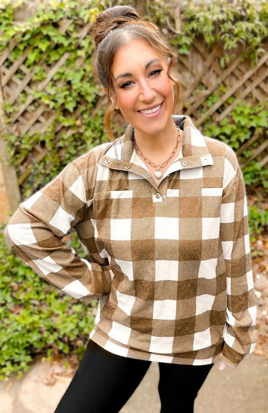 Brody Brushed Plaid Button-up Pullover