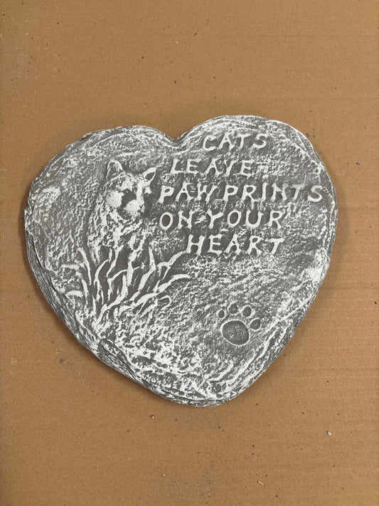 Cats Leave Pawprints Cement Heart