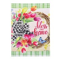 Spring Florals Wreath House Suede Flag